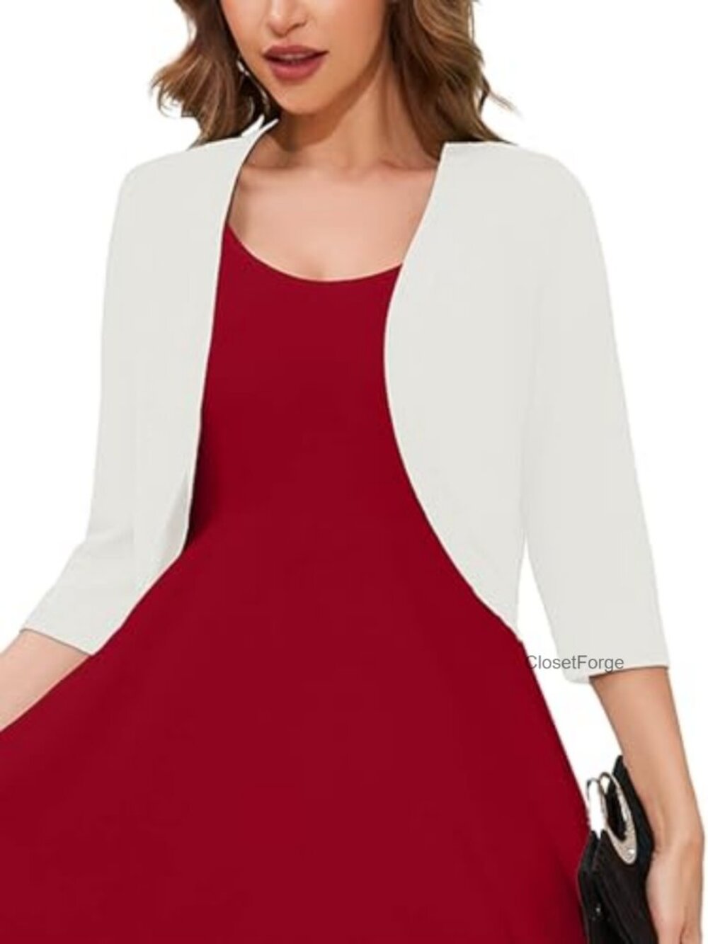 Women's 3/4 Sleeve Open Front Cardigan Knit Cropped Bolero Shrug S-XXL